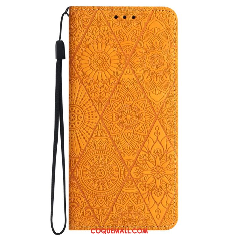 Flip Cover Samsung Galaxy A15 5G Patchwork à Lanière