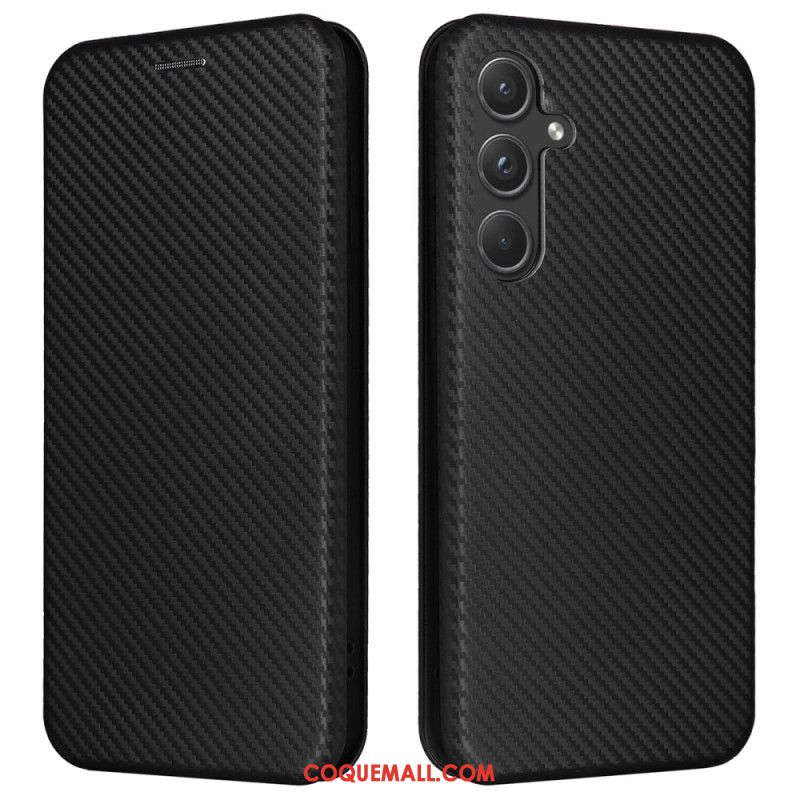 Flip Cover Samsung Galaxy A55 5G Texture Fibre carbone