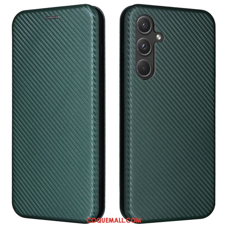 Flip Cover Samsung Galaxy A55 5G Texture Fibre carbone