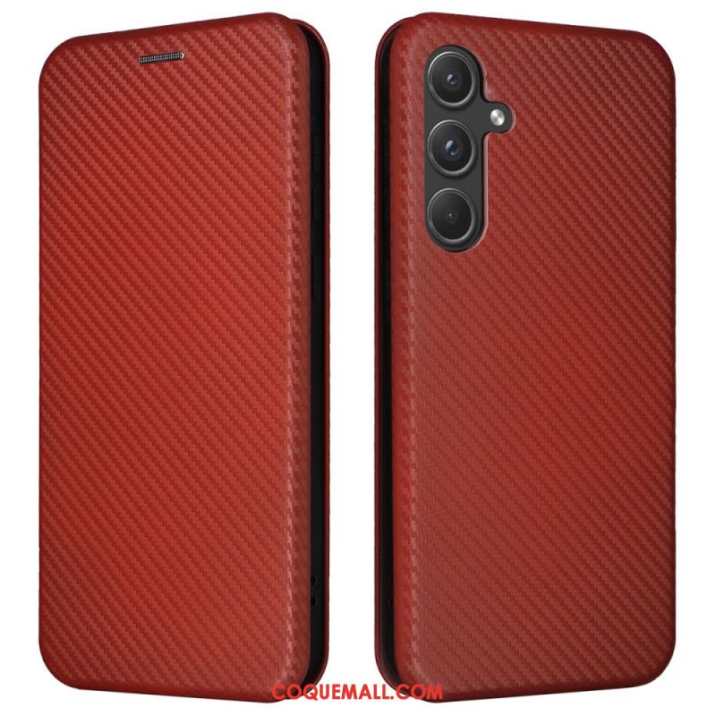 Flip Cover Samsung Galaxy A55 5G Texture Fibre carbone