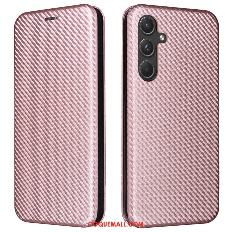 Flip Cover Samsung Galaxy A55 5G Texture Fibre carbone