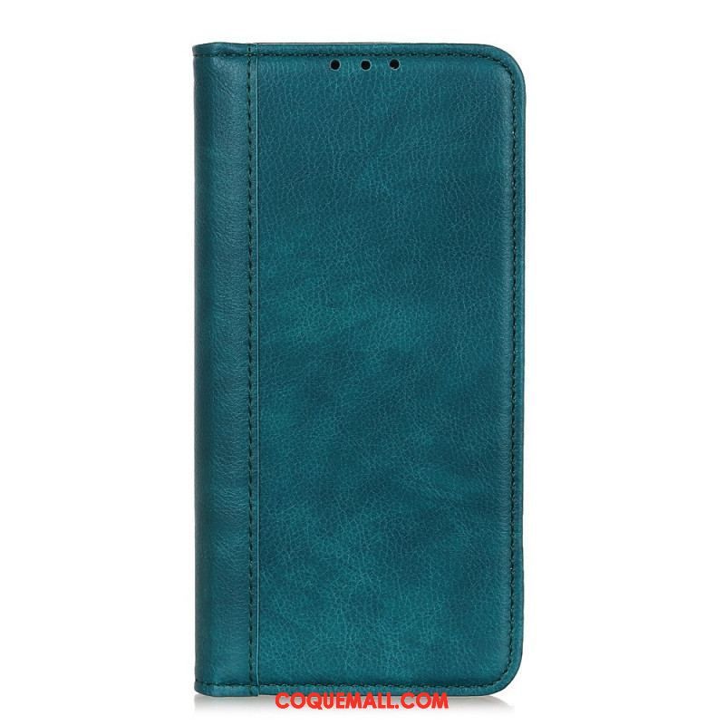 Flip Cover Samsung Galaxy S22 Plus 5G Cuir Litchi Fendu Élégance