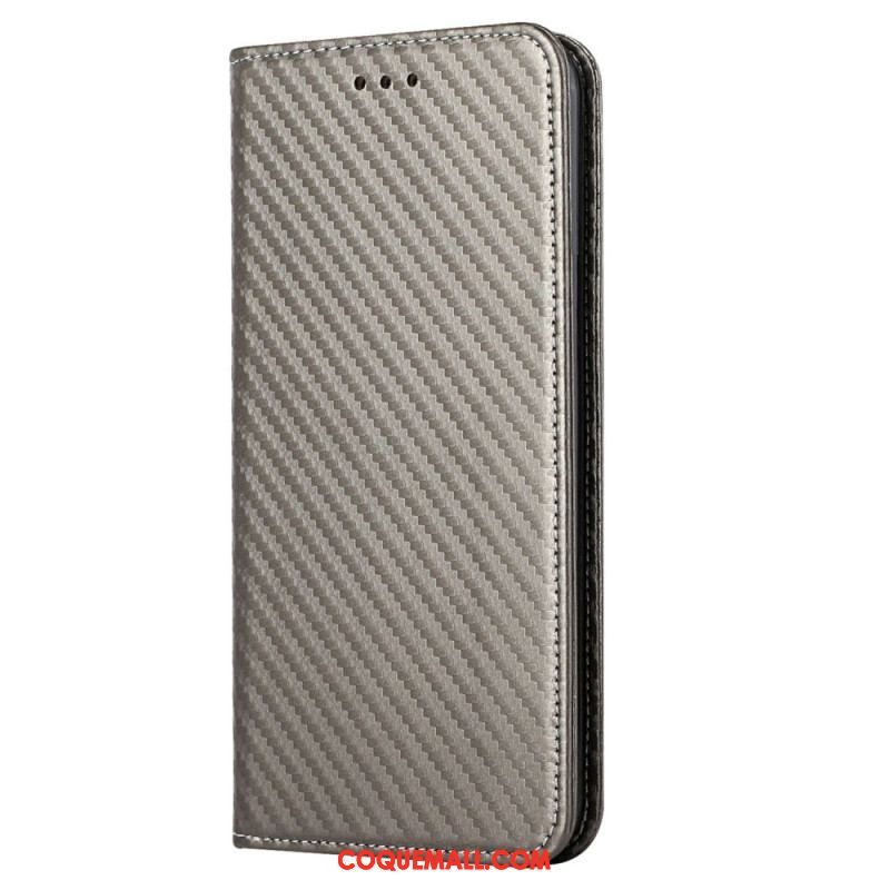 Flip Cover Samsung Galaxy S23 5G Style Fibre Carbone à Lanière