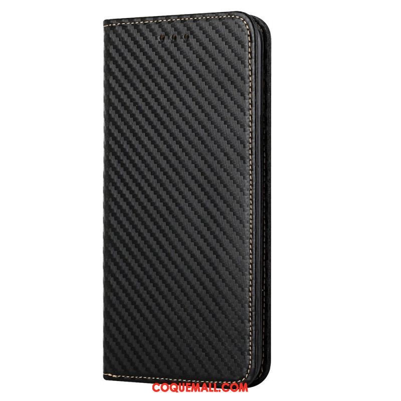 Flip Cover Samsung Galaxy S23 Plus 5G Style Fibre Carbone à Lanière