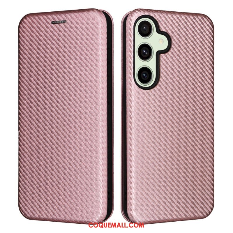 Flip Cover Samsung Galaxy S24 FE Texture Fibre Carbone