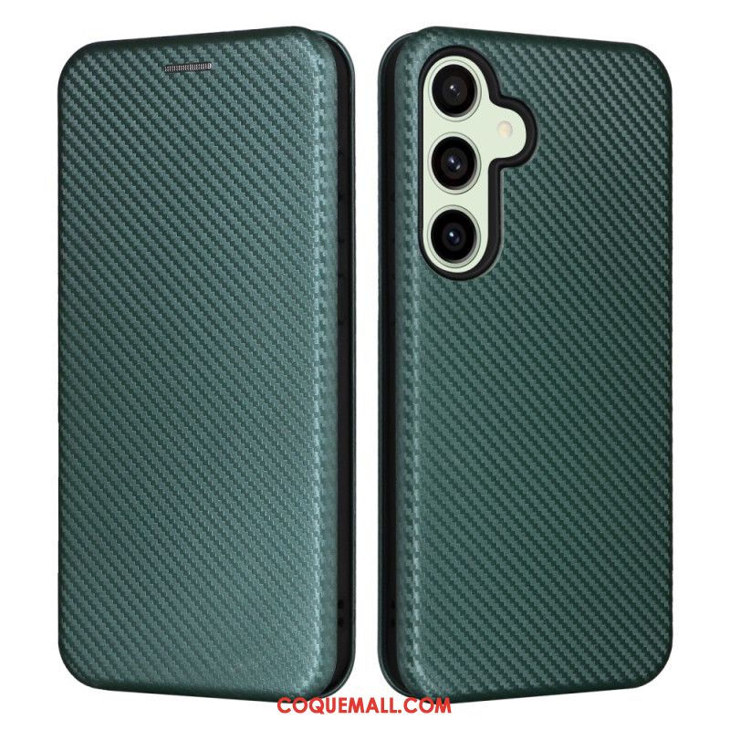 Flip Cover Samsung Galaxy S24 FE Texture Fibre Carbone