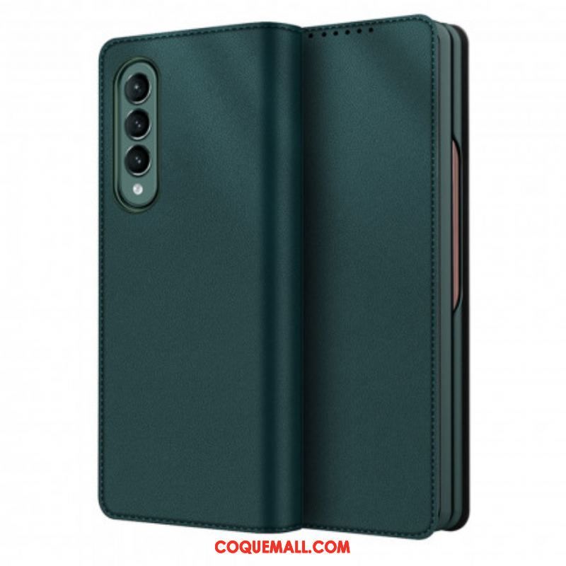 Flip Cover Samsung Galaxy Z Fold 3 5G Skin-Touch Cuir Fendu