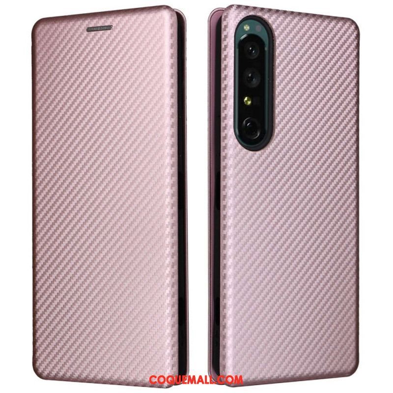 Flip Cover Sony Xperia 1 IV Texture Fibre Carbone