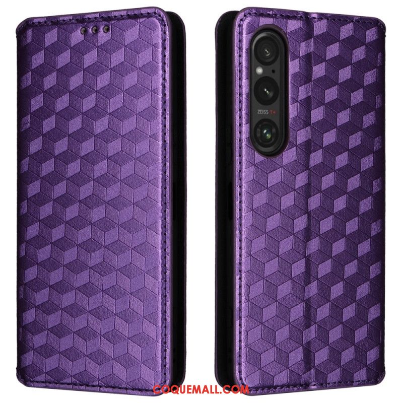 Flip Cover Sony Xperia 1 VI Motif Losanges 3D