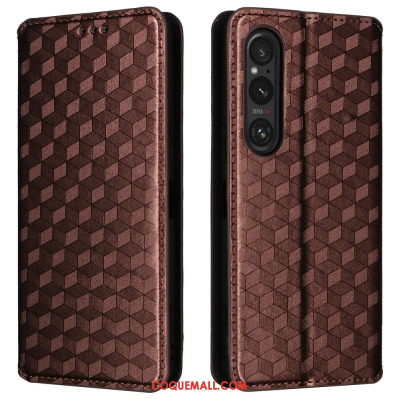 Flip Cover Sony Xperia 1 VI Motif Losanges 3D