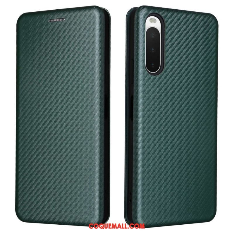 Flip Cover Sony Xperia 10 IV Texture Fibre Carbone