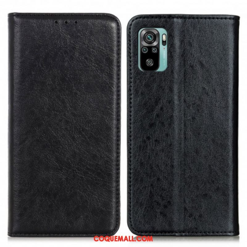 Flip Cover Xiaomi Redmi Note 10/10S/Poco M5s Effet Cuir Texturé