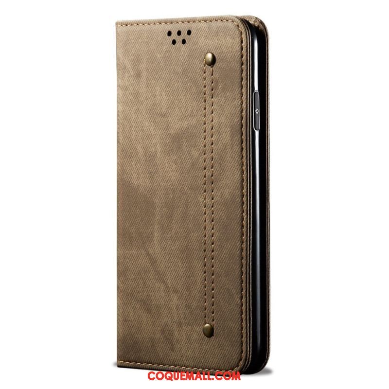 Flip Cover Xiaomi Redmi Note 12/Poco X5 5G Tissu Jeans