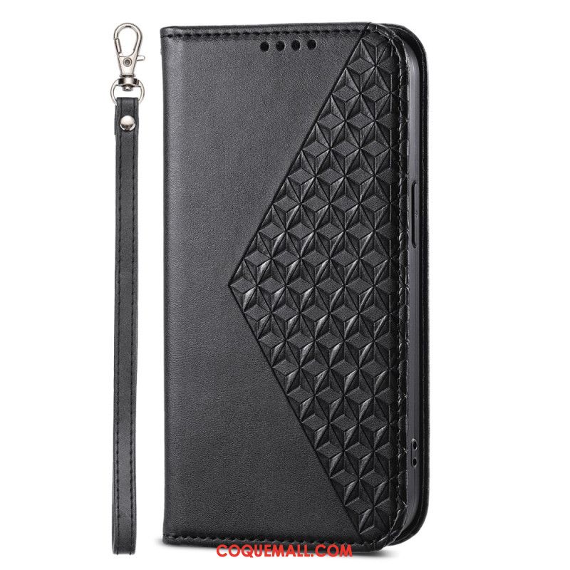 Flip Cover Xiaomi Redmi Note 13 Pro 5G / Poco X6 5G Motif Losanges avec Lanière