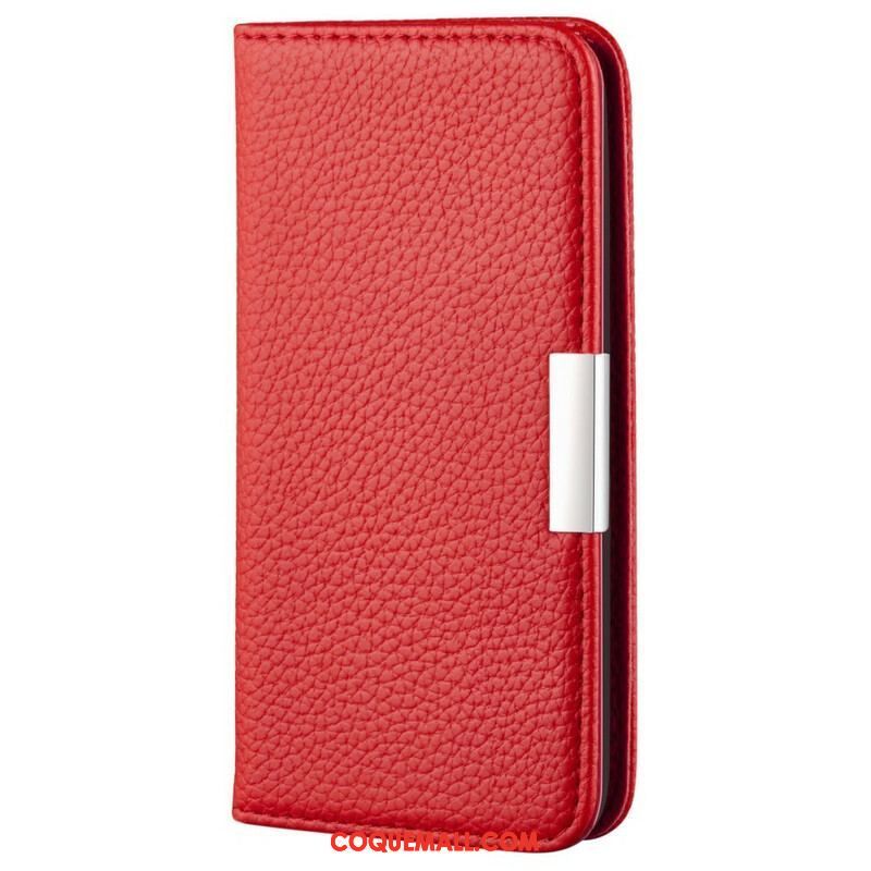 Flip Cover iPhone 13 Mini Simili Cuir Litchi Ultra Chic