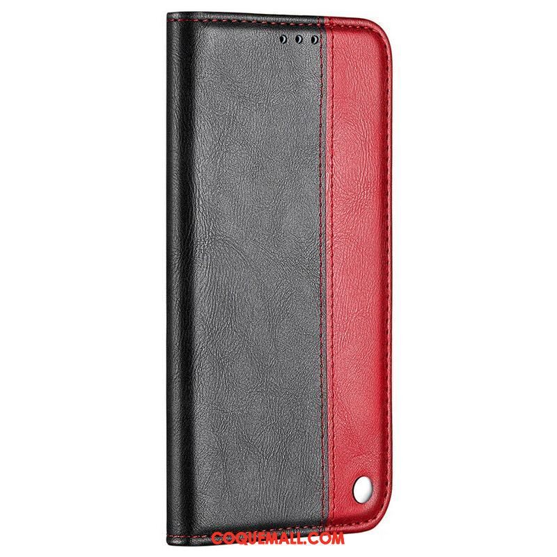 Flip Cover iPhone 13 Pro Bicolore Effet Cuir