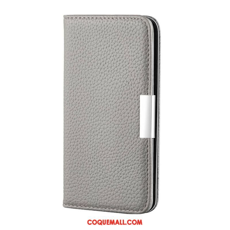 Flip Cover iPhone 13 Pro Simili Cuir Litchi Ultra Chic