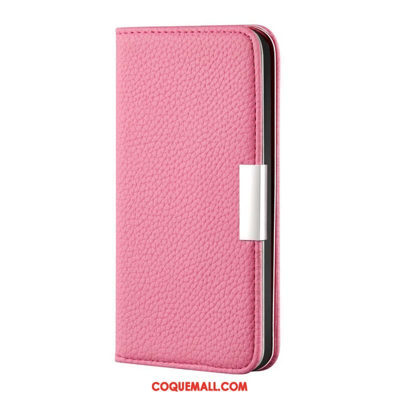 Flip Cover iPhone 13 Pro Simili Cuir Litchi Ultra Chic