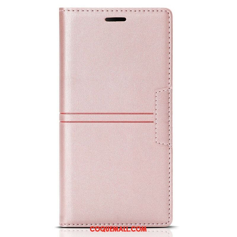 Flip Cover iPhone 13 Pro Style Cuir Couture Fermoir Magnétique