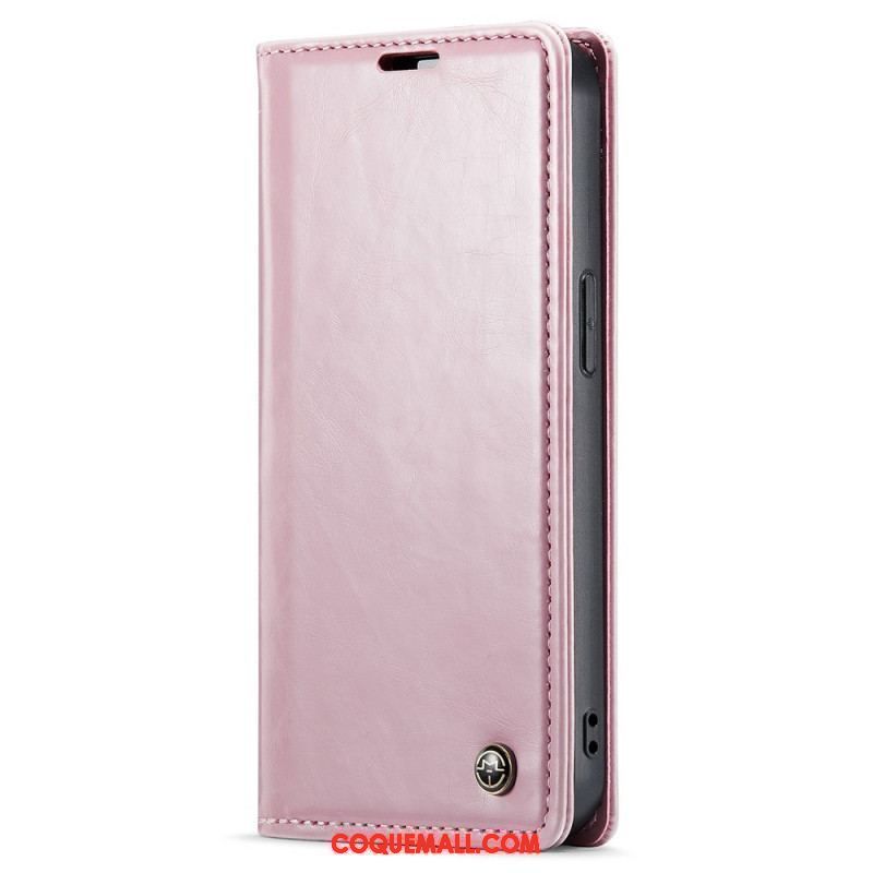 Flip Cover iPhone 15 Plus Simili Cuir Ciré CASEME