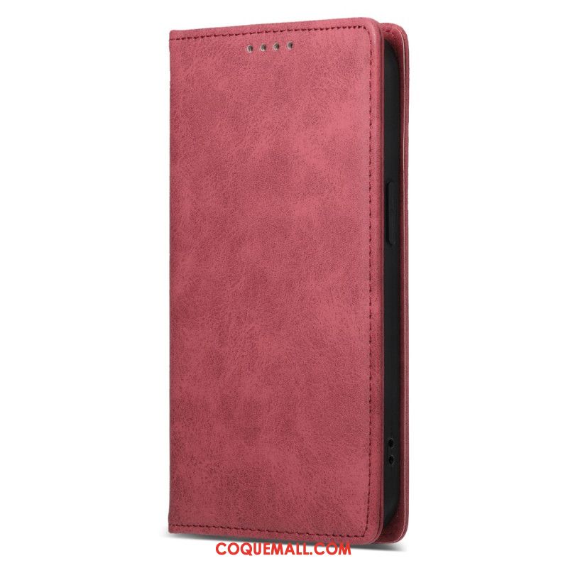 Flip Cover iPhone 16 Effet Cuir Vintage Technologie Blocage RFID