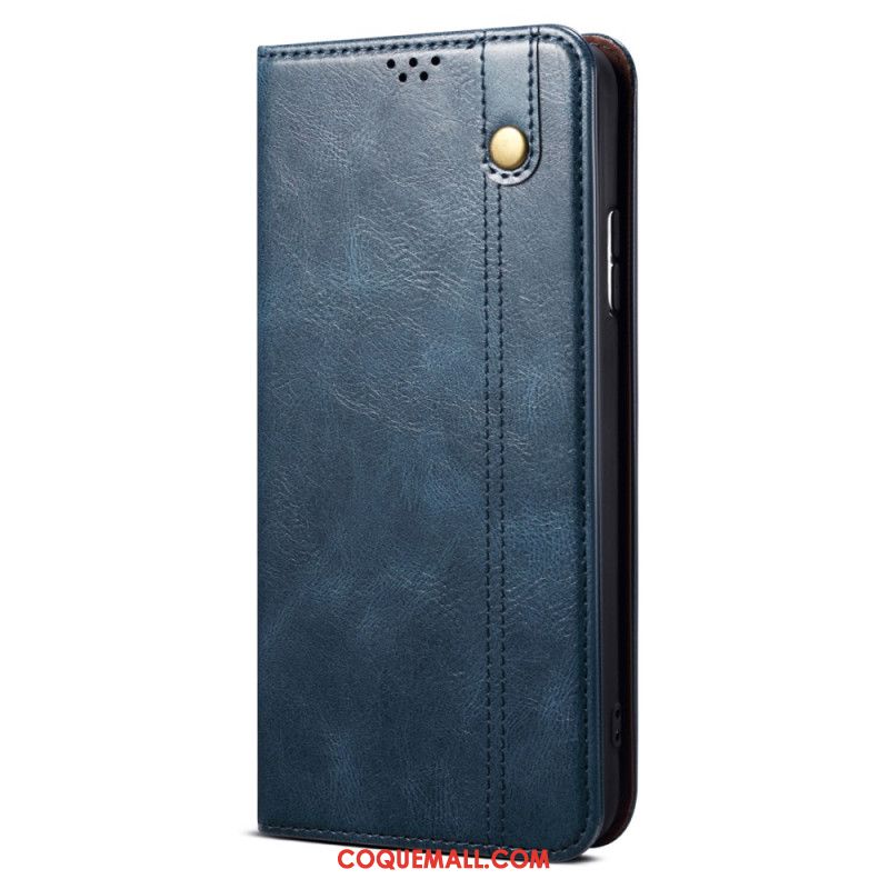 Flip Cover iPhone 16 Plus Simili Cuir Ciré