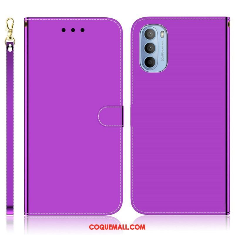 Housse Moto G41 / G31 Simili Cuir Couverture Miroir