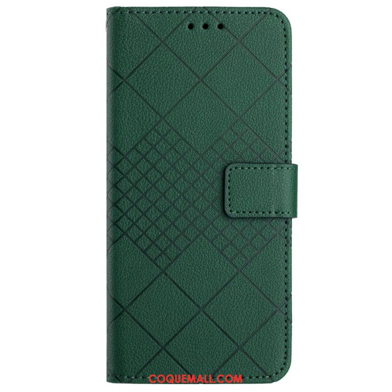 Housse OnePlus 12 5G Texture Litchi avec Losanges