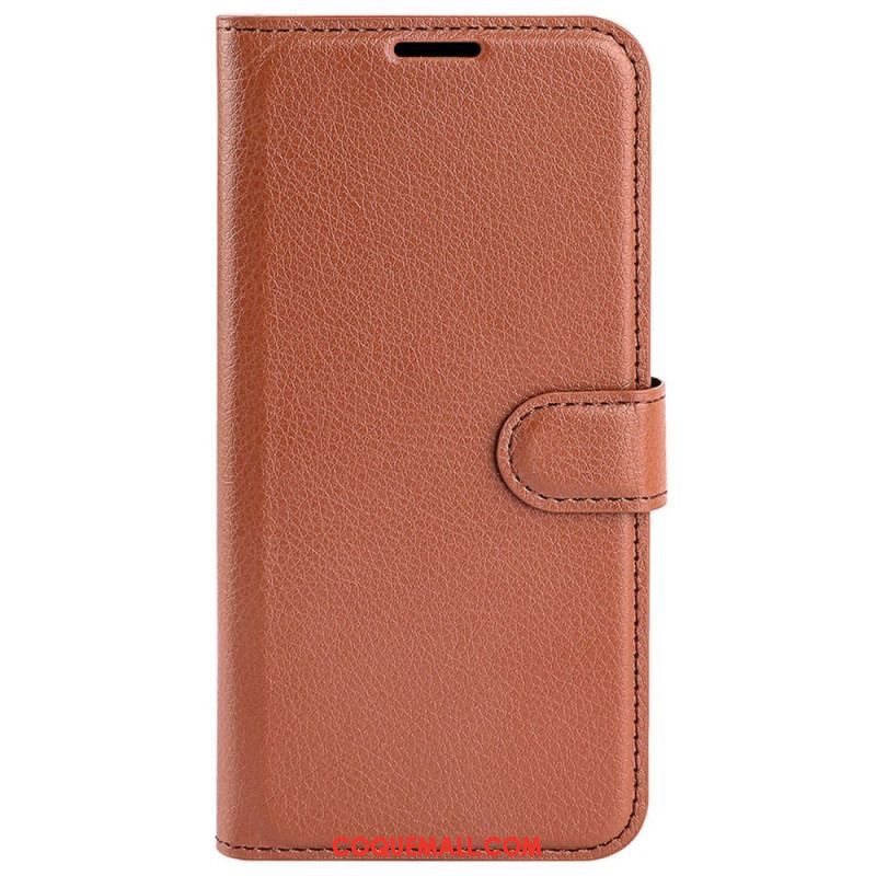 Housse OnePlus Nord 2T 5G Simili Cuir Litchi Classique