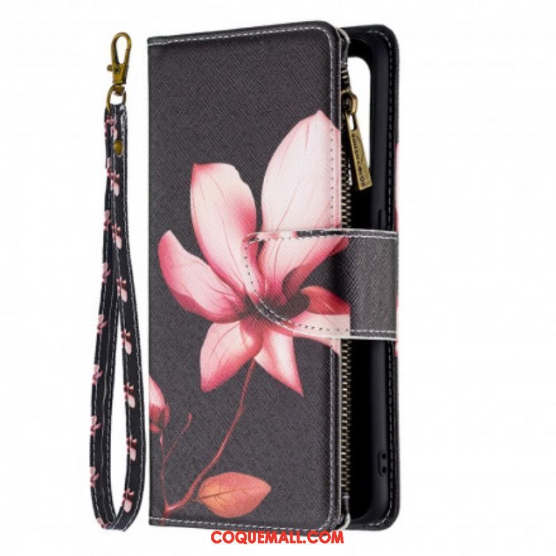 Housse Oppo A94 5G Poche Zippée Fleur