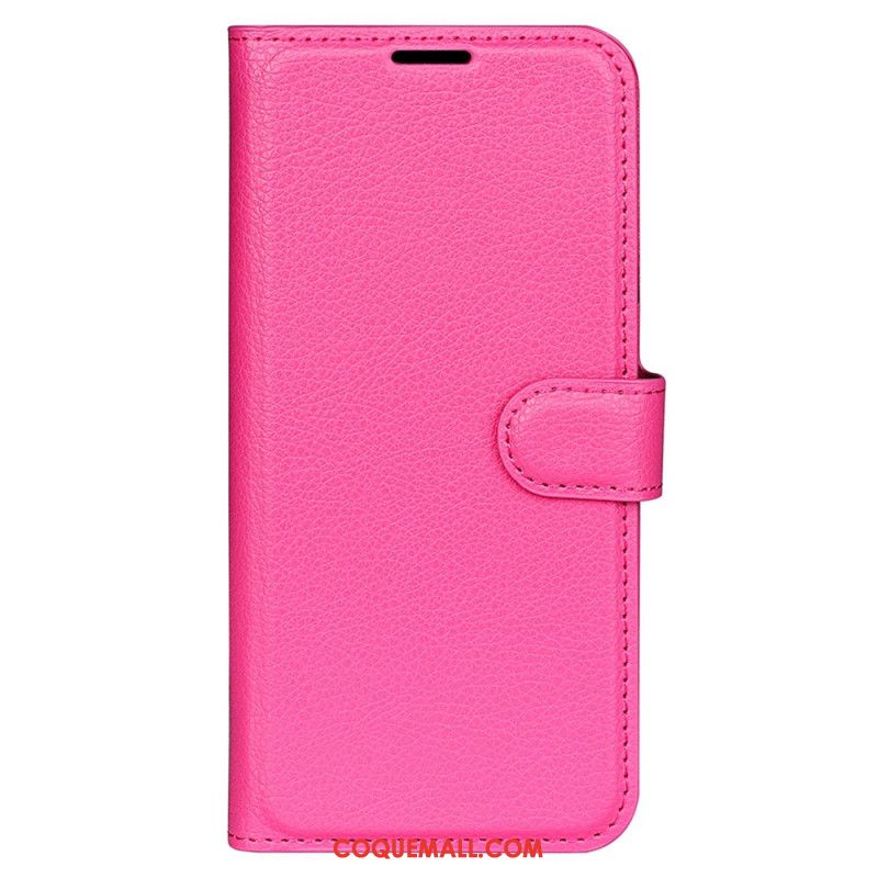 Housse Oppo A98 5G Simili Cuir Litchi Classique