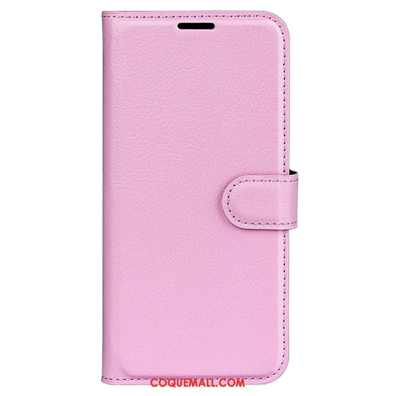 Housse Oppo A98 5G Simili Cuir Litchi Classique