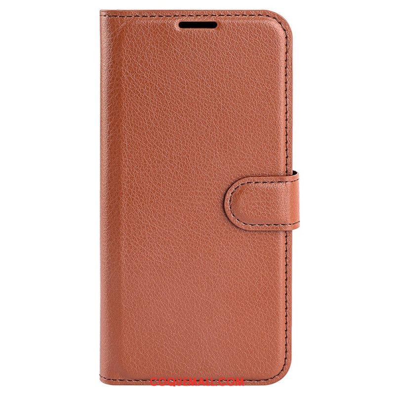 Housse Oppo A98 5G Simili Cuir Litchi Classique