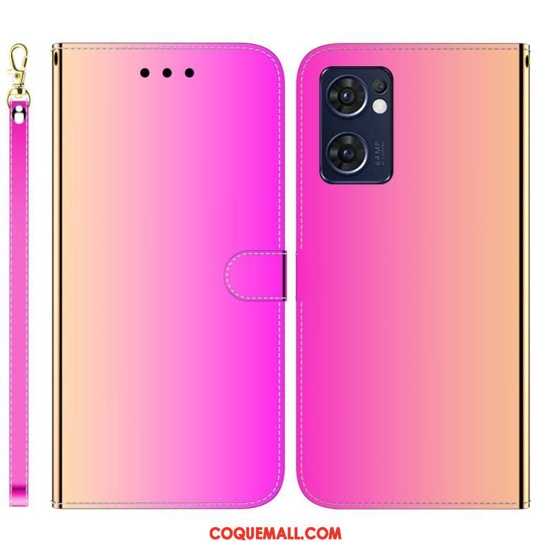 Housse Oppo Find X5 Lite Simili Cuir Couverture Miroir