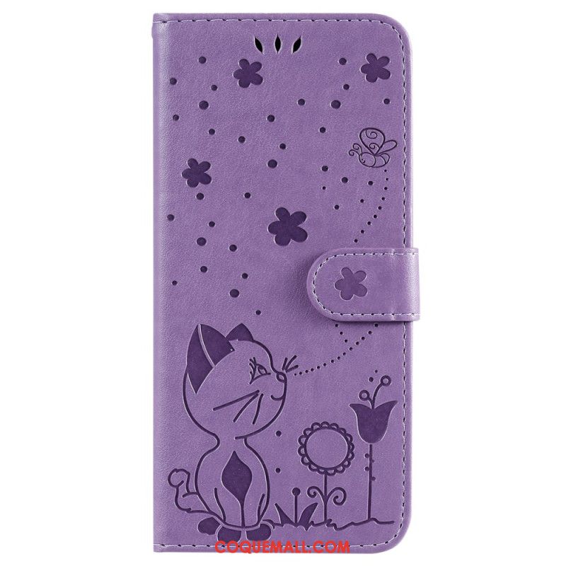 Housse Oppo Reno 12 5G Abeille et Chat