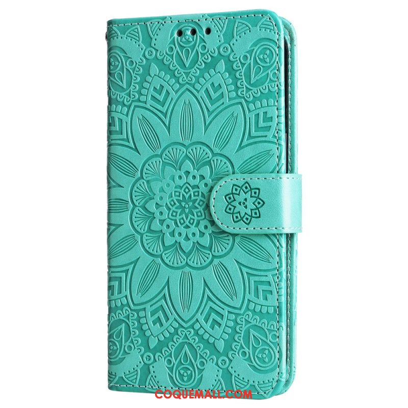 Housse Oppo Reno 12 5G Motif Tournesol et Lanière