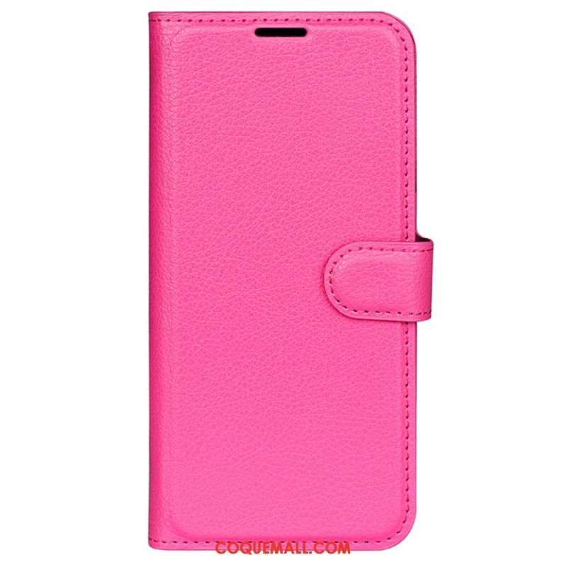 Housse Oppo Reno 12F 5G Simili Cuir Litchi Classique