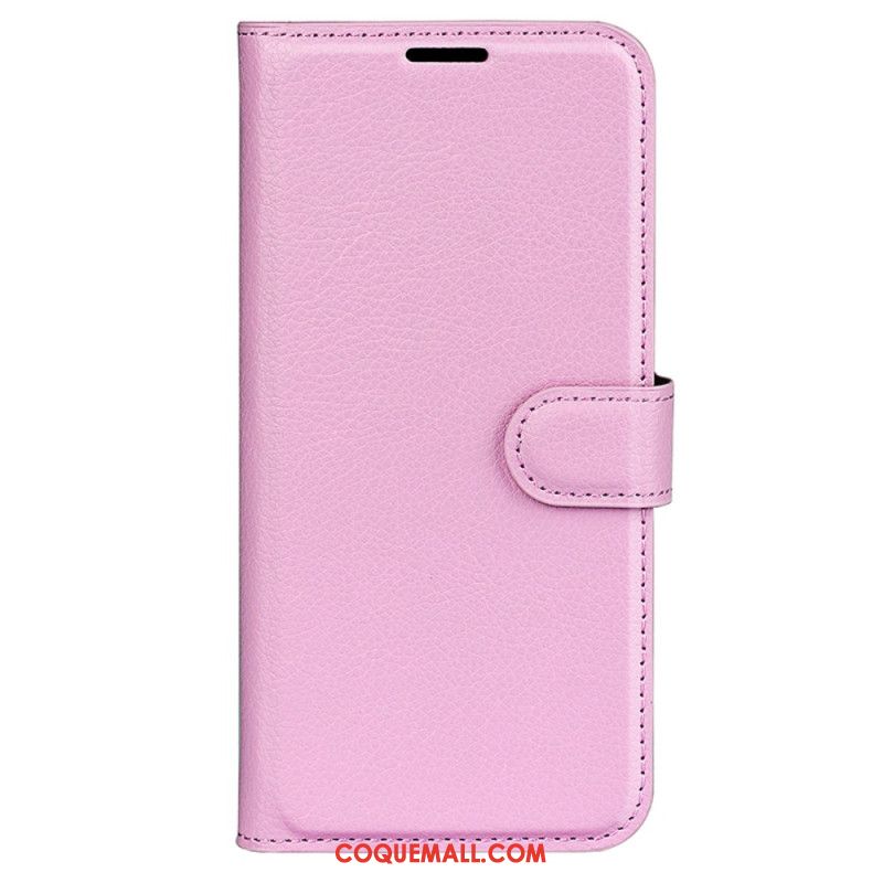 Housse Oppo Reno 12F 5G Simili Cuir Litchi Classique