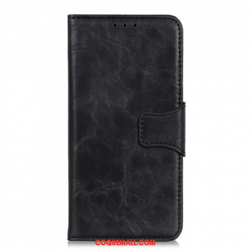 Housse Oppo Reno 6 5G Cuir Fendu Fermoir Réversible