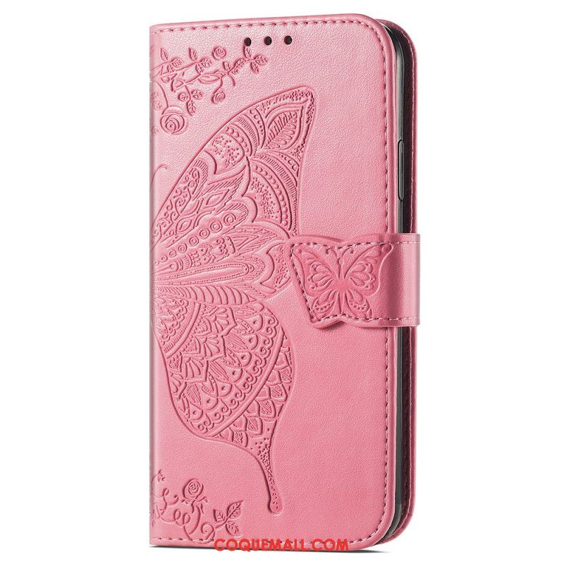 Housse Samsung Galaxy A15 5G Papillon Baroque à Lanière