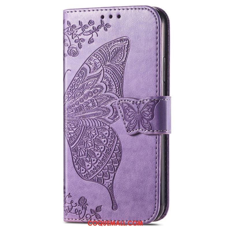 Housse Samsung Galaxy A15 5G Papillon Baroque à Lanière