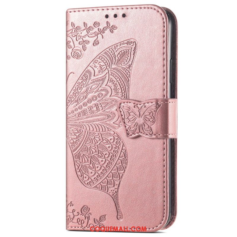 Housse Samsung Galaxy A15 5G Papillon Baroque à Lanière