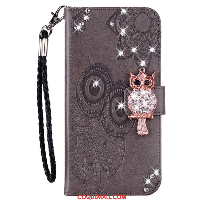 Housse Samsung Galaxy A15 Hibou Mandala et Breloque