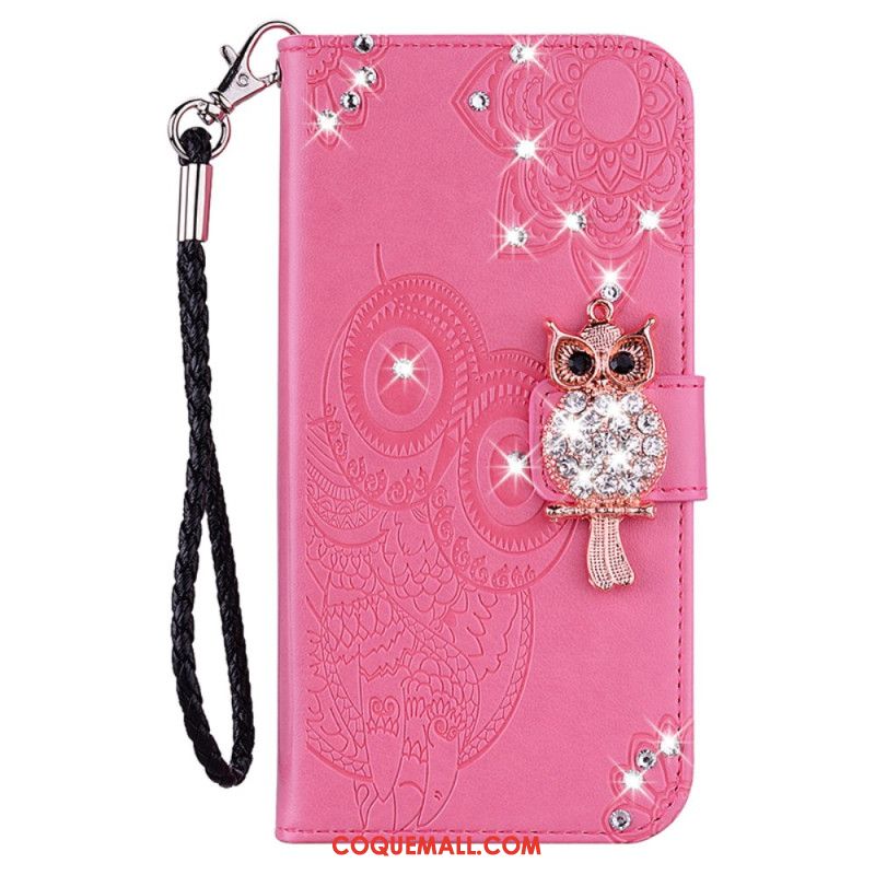 Housse Samsung Galaxy A15 Hibou Mandala et Breloque