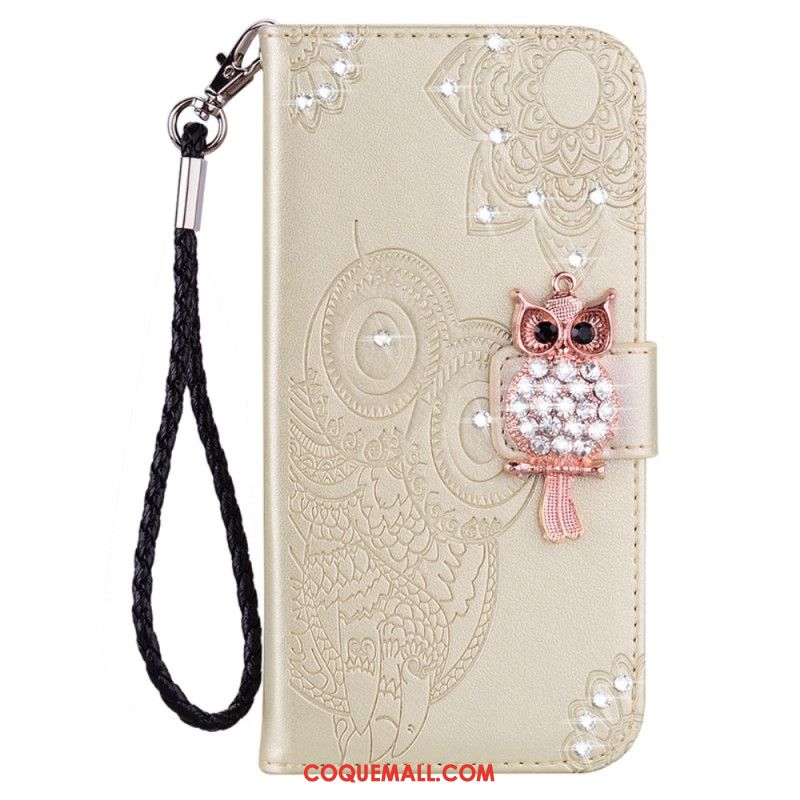 Housse Samsung Galaxy A15 Hibou Mandala et Breloque