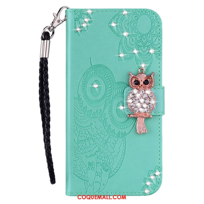 Housse Samsung Galaxy A15 Hibou Mandala et Breloque