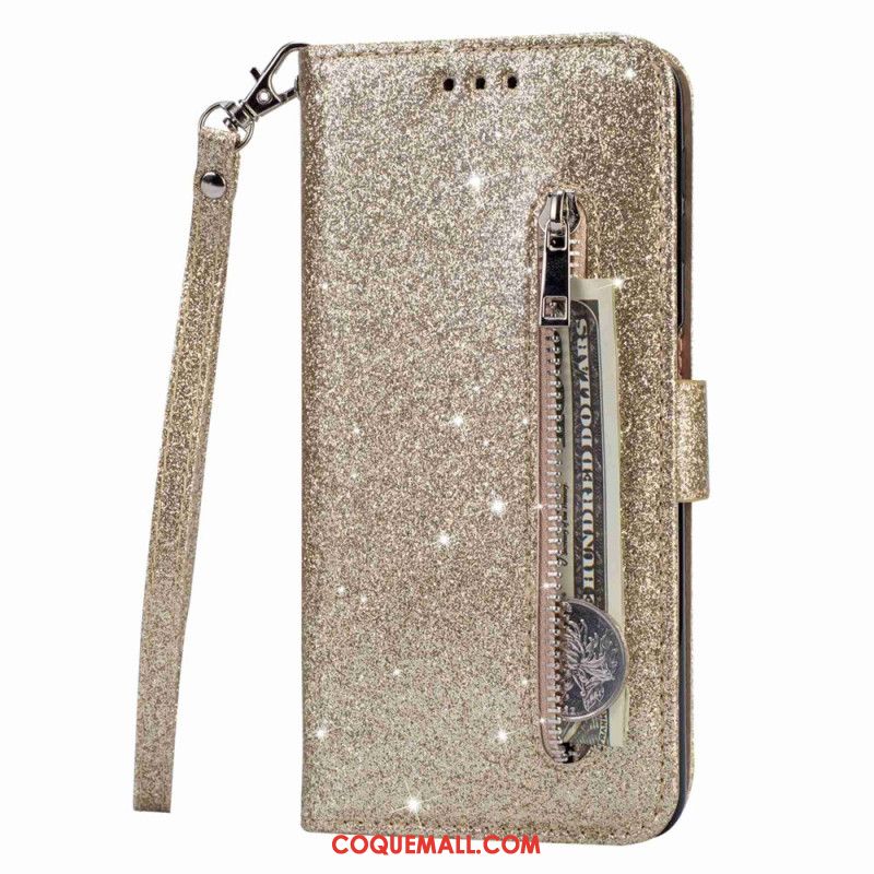 Housse Samsung Galaxy A15 Paillettes Porte-Monnaie Frontal