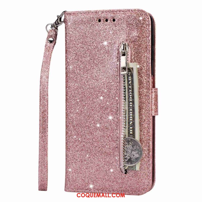 Housse Samsung Galaxy A15 Paillettes Porte-Monnaie Frontal