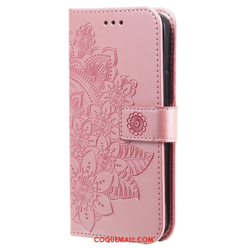 Housse Samsung Galaxy A55 5G Fleur Mandala à Lanière