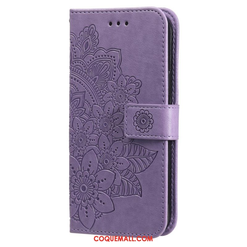 Housse Samsung Galaxy A55 5G Fleur Mandala à Lanière